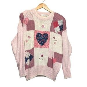 Vintage 80s Absolutely‎ No! Jeans hand knit sweater large